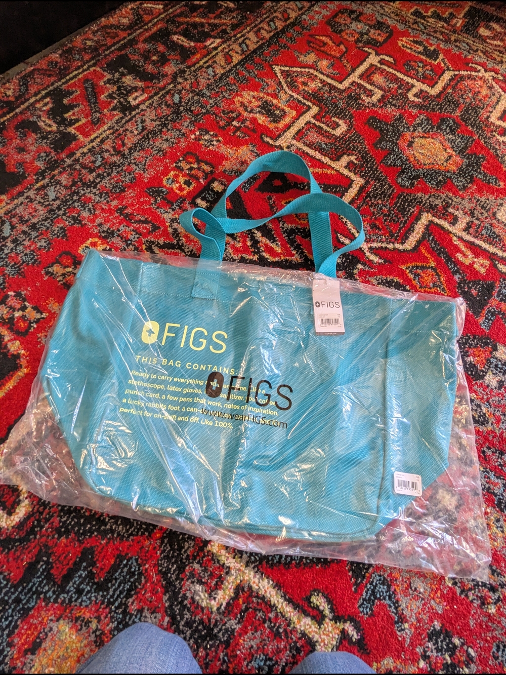 FIGS Teal Tote Bag - Lightweight Carry-All